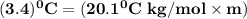 \mathbf{(3.4)^0 C=(20.1 ^0 C \  kg/mol \times  m)}