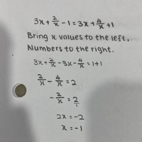 3x+2/x-1=3x+4/x+1 solve this equation