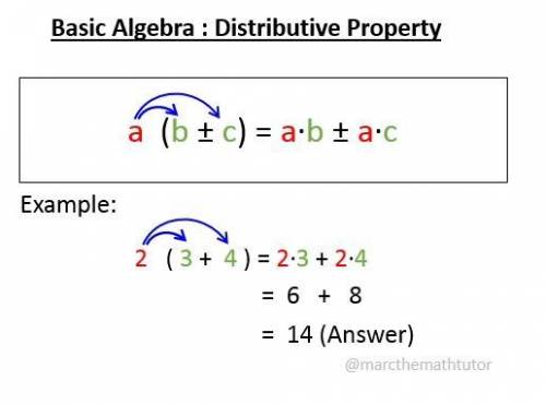 Which property is used in the problem below? 2 (x + 4) = 2 x + 8