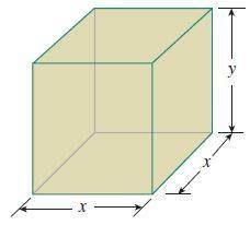 An open rectangular box with volume 9 m3 has a square base. Express the surface area SA of the box a