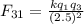 F_{31}=\frac{kq_1q_3}{(2.5)^2}