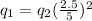 q_1=q_2(\frac{2.5}{5})^2