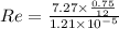 Re = \frac{7.27 \times \frac{0.75}{12}}{1.21\times 10^{-5}}