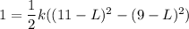 1 = \dfrac{1}{2}k((11-L)^2-(9-L)^2)