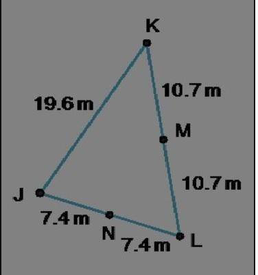 What is the distance between points M and N? meters 10.7 m 19.6 m 10.7 m 7.4m Nam 7.4 mL