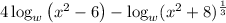 4 \log _{w}\left(x^{2}-6\right)-\log _{w}({x^{2}+8})^{\frac{1}{3} }