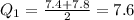 Q_1 = \frac{7.4+7.8}{2}= 7.6