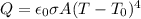 Q=\epsilon _0\sigma A(T-T_0)^4