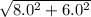 \sqrt{8.0^{2} + 6.0^{2}  }