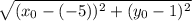 \sqrt{ (x_0- (-5))^2+(y_0-1)^2