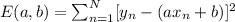 E(a,b) = \sum_{n=1}^N [y_n -(ax_n +b)]^2