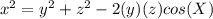 x^2=y^2+z^2-2(y)(z)cos(X)