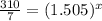 \frac{310}{7} =(1.505)^x