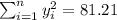 \sum_{i=1}^n y^2_i =81.21