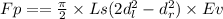 Fp = = \frac{\pi}{2}\times Ls(2d_l^2 - d_r^2)\times Ev