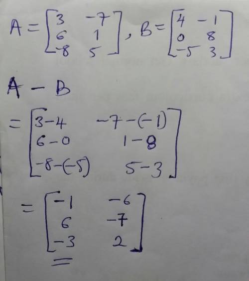 Which matrix represents A-B.