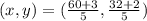 (x,y)=(\frac{60+3}{5}, \frac{32+2}{5})