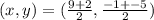 (x,y)=(\frac{9+2}{2}, \frac{-1+-5}{2})