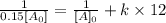 \frac{1}{0.15[A_0]} = \frac{1}{[A]_0}+k\times 12