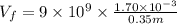 V_{f} = 9 \times 10^{9} \times \frac{1.70 \times 10^{-3}}{0.35 m}