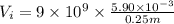 V_{i} = 9 \times 10^{9} \times \frac{5.90 \times 10^{-3}}{0.25 m}