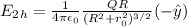 E_2_{h} = \frac{1}{4\pi\epsilon_0}\frac{QR}{(R^2 + r_0^2)^{3/2}}(-\^y)