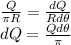 \frac{Q}{\pi R} = \frac{dQ}{Rd\theta}\\dQ = \frac{Qd\theta}{\pi}