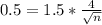 0.5 = 1.5*\frac{4}{\sqrt{n}}