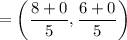 $=\left(\frac{8+0}{5}, \frac{6+0}{5}\right)