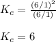 K_c=\frac{(6/1)^2}{(6/1)}\\\\K_c=6