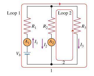 Apply the junction rule to the junction labeled with the number 1 (at the bottom of the resistor of
