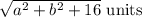 \sqrt{a^2+b^2+16}\text{ units}