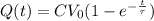 Q(t)=CV_0 (1-e^{-\frac{t}{\tau}})