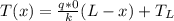 T(x)= \frac{q*0}{k} (L-x) +T_L