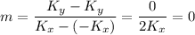 m=\dfrac{K_y-K_y}{K_x-(-K_x)}=\dfrac{0}{2K_x}=0