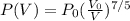 P(V) = P_{0}(\frac{V_{0}}{V})^{7/5}