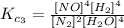 K_{c_{3}} = \frac{[NO]^{4}[H_{2}]^{4}}{[N_{2}]^{2}[H_{2}O]^{4}}