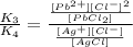 \frac{K_3}{K_4}=\frac{\frac{[Pb^{2+}][Cl^-]^2}{[PbCl_2]}}{\frac{[Ag^+][Cl^-]}{[AgCl]}}