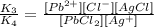 \frac{K_3}{K_4}=\frac{[Pb^{2+}][Cl^-][AgCl]}{[PbCl_2][Ag^+]}