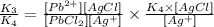 \frac{K_3}{K_4}=\frac{[Pb^{2+}][AgCl]}{[PbCl_2][Ag^+]}\times \frac{K_4\times [AgCl]}{[Ag^+]}