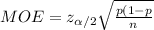 MOE=z_{\alpha /2}\sqrt{\frac{p(1-p}{n}}