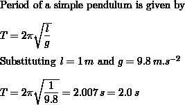 What is the period of a 1.00m long pendulum
