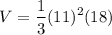 $V=\frac{1}{3} (11)^{2} (18)$