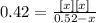 0.42 = \frac{[x][x]}{0.52-x}}