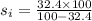 s_{i} = \frac{32.4 \times 100}{100 - 32.4}