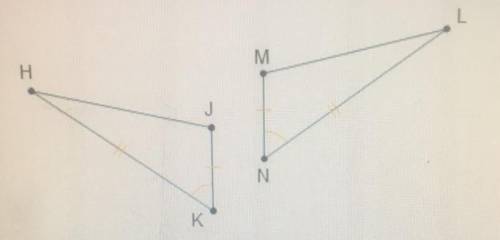 How can a translation and a reflection be used to map ΔHJK to ΔLMN? Translate K to N and reflect acr