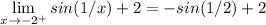 \lim\limits_{x \rightarrow -2^{+}}sin(1/x)+2=-sin(1/2)+2