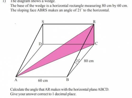 The base of the wedge is a horizontal rectangle measuring 60cm by 40cm