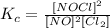 K_c=\frac{[NOCl]^2}{[NO]^2[Cl_2]}