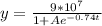 y =\frac{9 * 10^{7} }{1 + Ae^{-0.74t} }